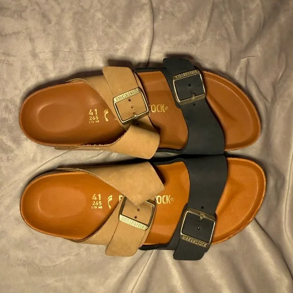 Birkenstock Women's Arizona Split HEX Sandals, Midnight
Blue, Tan, - Picture 13 of 15